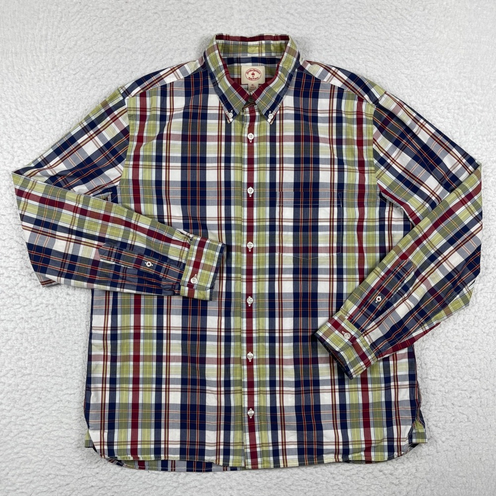 Brooks Brothers Red Fleece Shirt‎ Mens XL Multi Plaid Button Down Long Sleeve